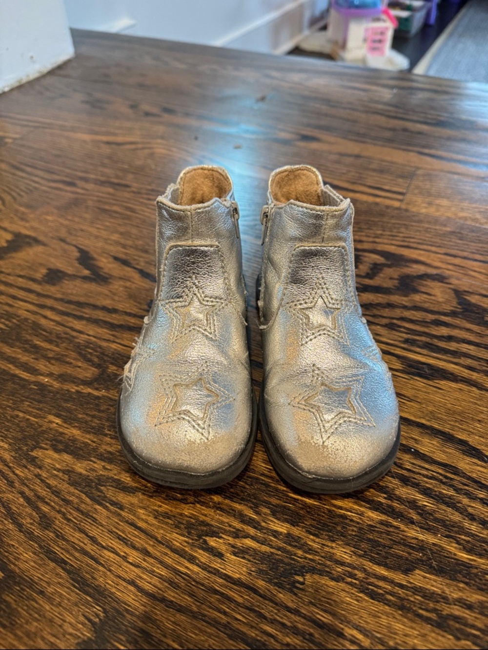 Zara Girls' Silver Star Embossed Ankle Boots - Kids Shoes